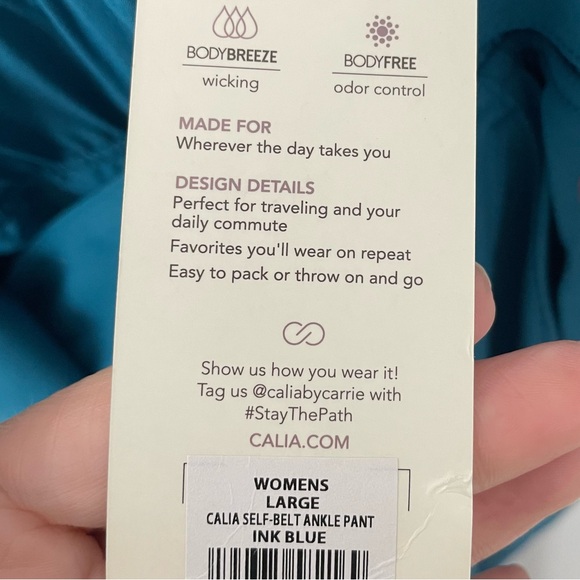 NWT Calia Journey Self Belt Ankle Pants Size L Ink Blue Pull On Athleisure   14 - Picture 3 of 6